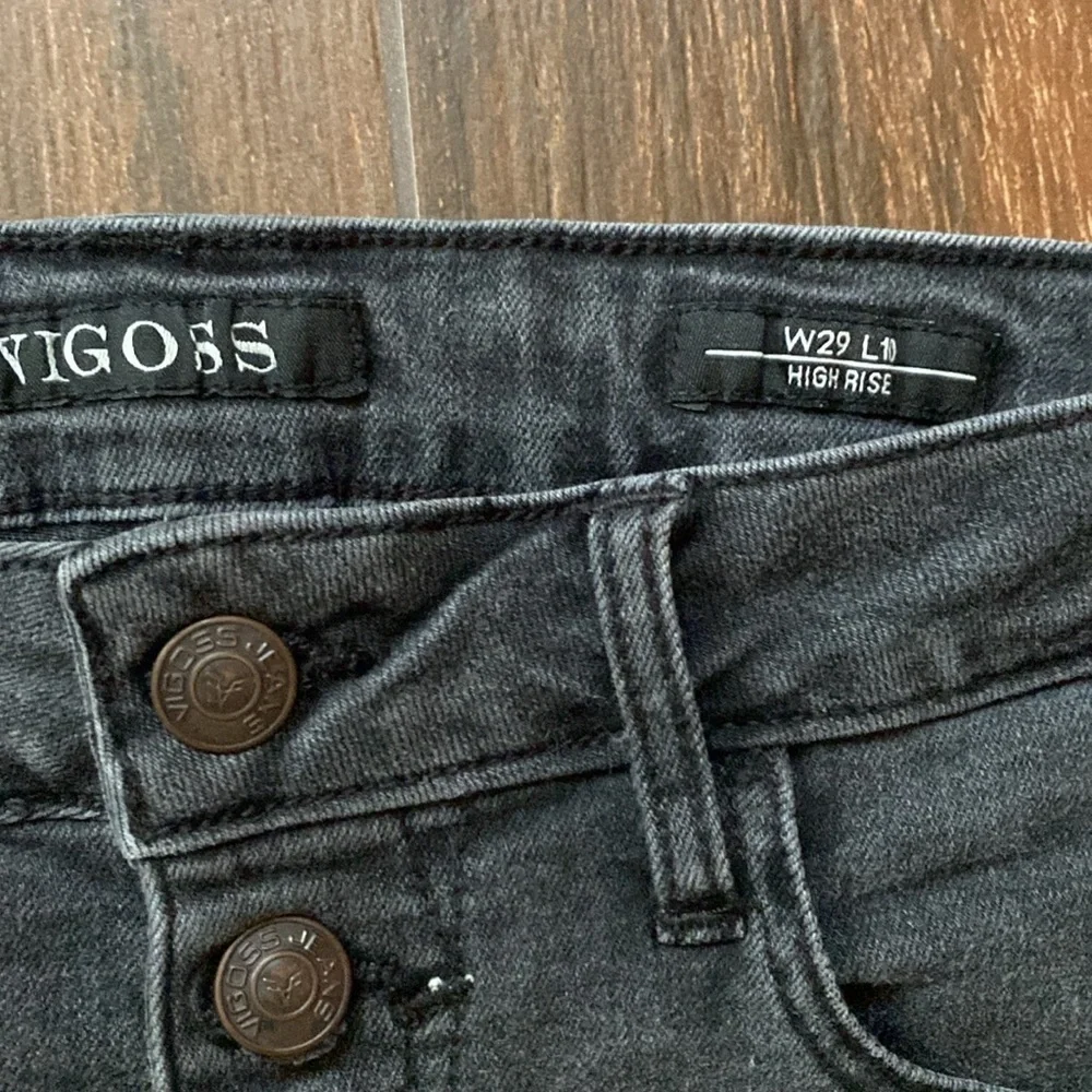 Vigoss black Ace Bermuda High rise button fly stretch denim‎ jean shorts
